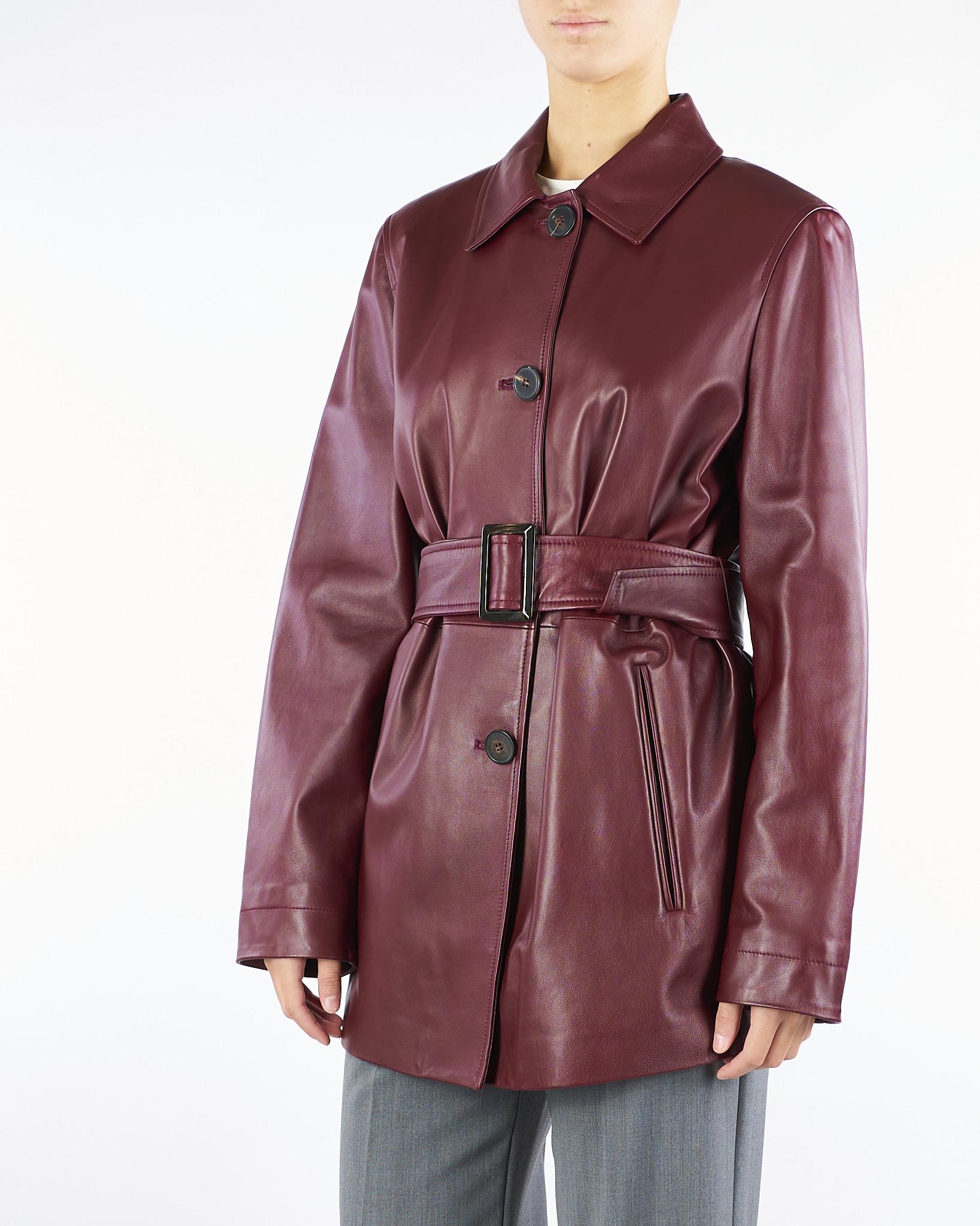 Giacca Bordeaux in nappa con cintura TOLMIN 1 MAX MARA STUDIO 