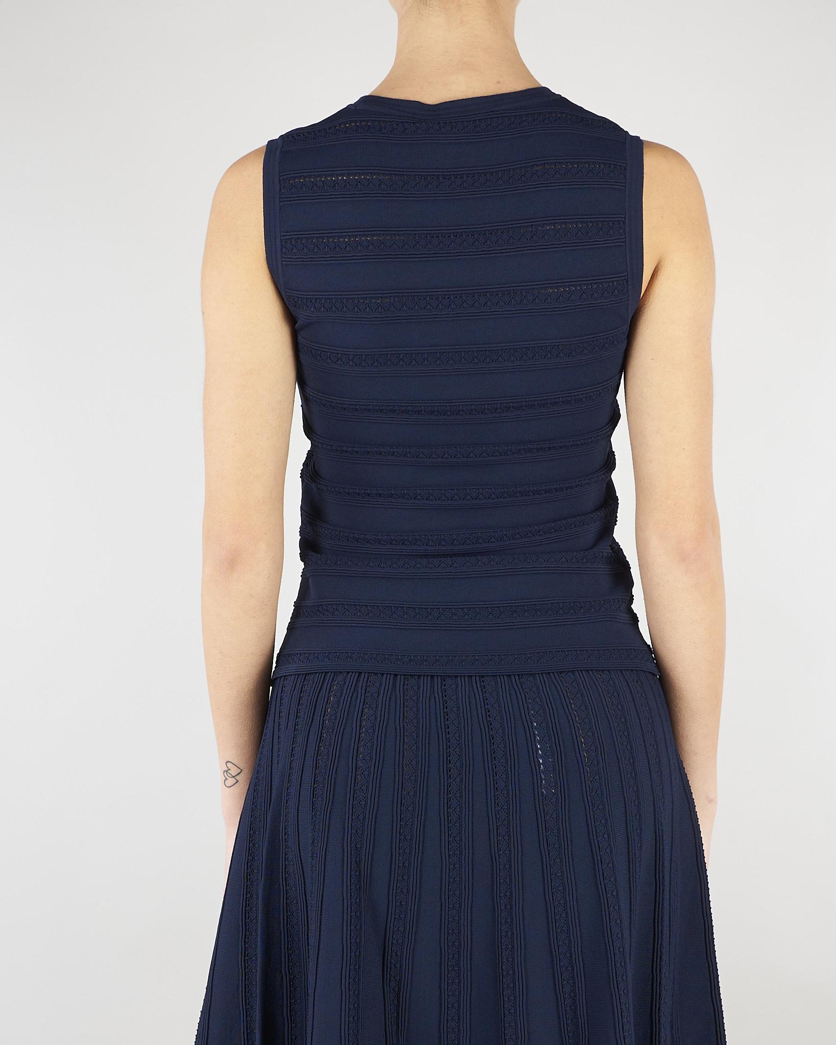 Top Blu in maglia di viscosa pointelle RA6187MA89R 93713 BLUGIRL 