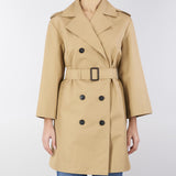 Trench doppiopetto in gabardina antigoccia