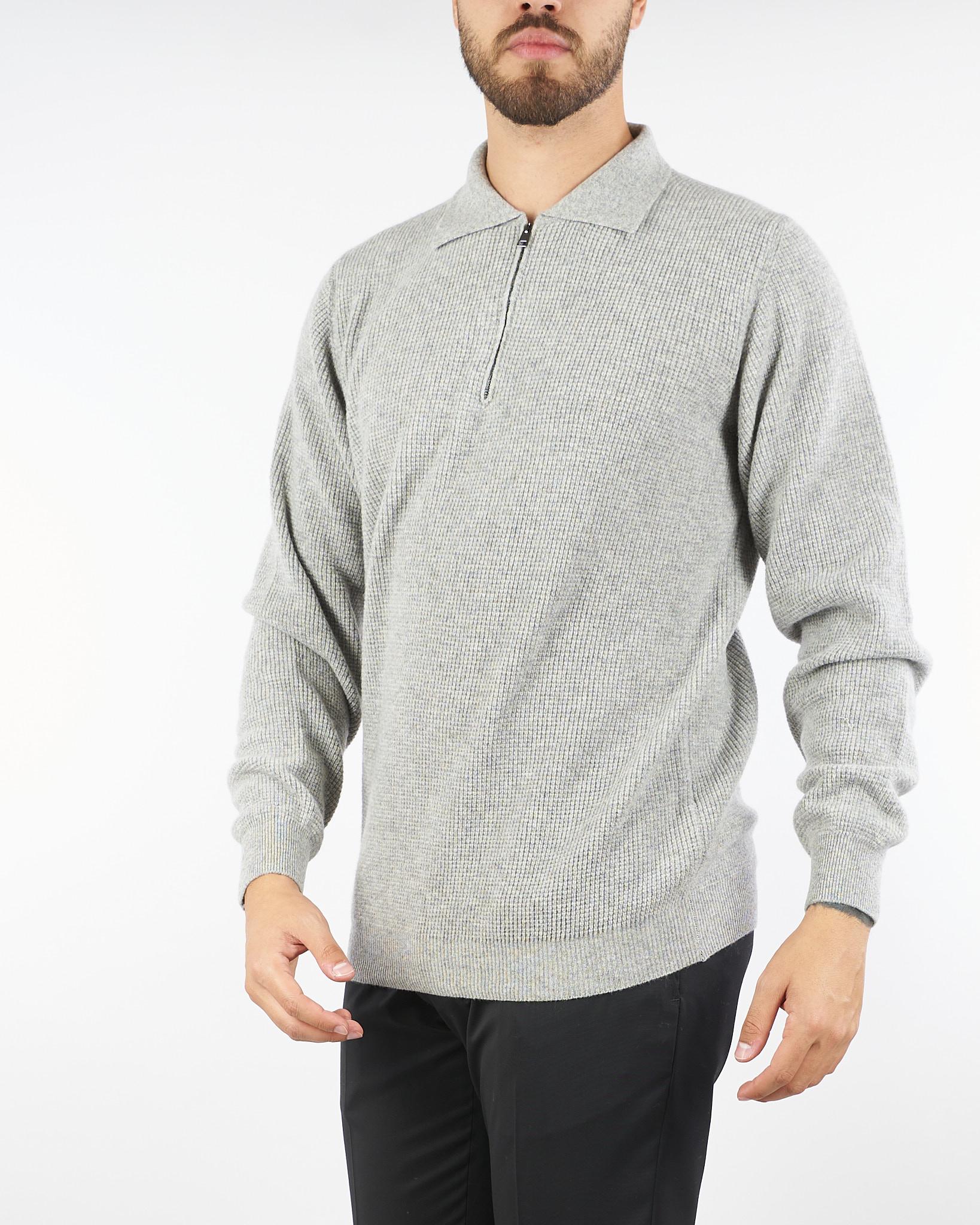 Polo Grigio in maglia jacquard 70673 711 JEORDIE'S 