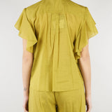 Camicia Verde Olio in misto cotone con rouches SP5TZ004 2000 ICONA 