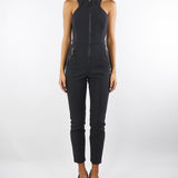 Tuta Nero in doppio crêpe con dettagli zip TU05556E2 110 ELISABETTA FRANCHI 