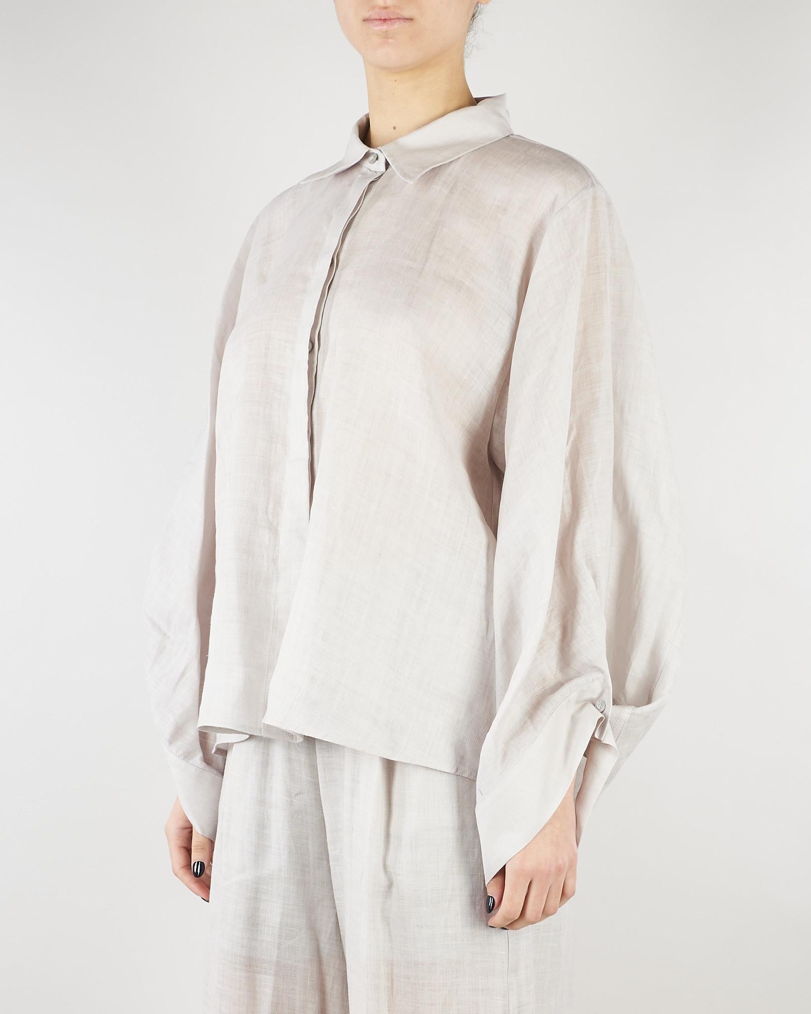 Camicia Grigio in lino M6PK03 889 MEIMEIJ 