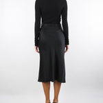 Abito Nero in maglia a costine e raso con taschino AM06B56E2 110 ELISABETTA FRANCHI 