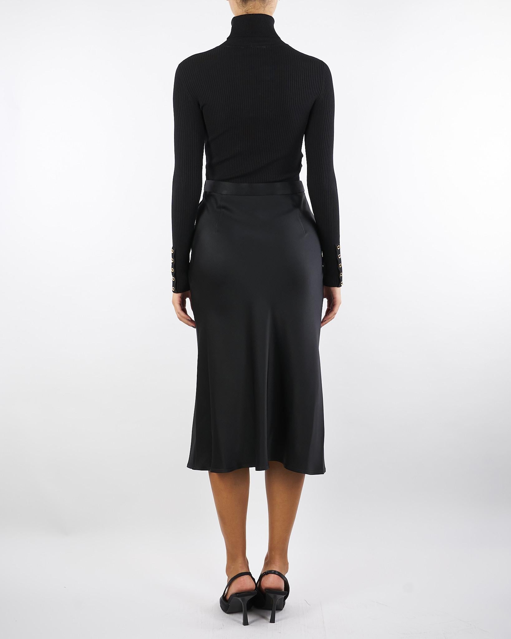 Abito Nero in maglia a costine e raso con taschino AM06B56E2 110 ELISABETTA FRANCHI 