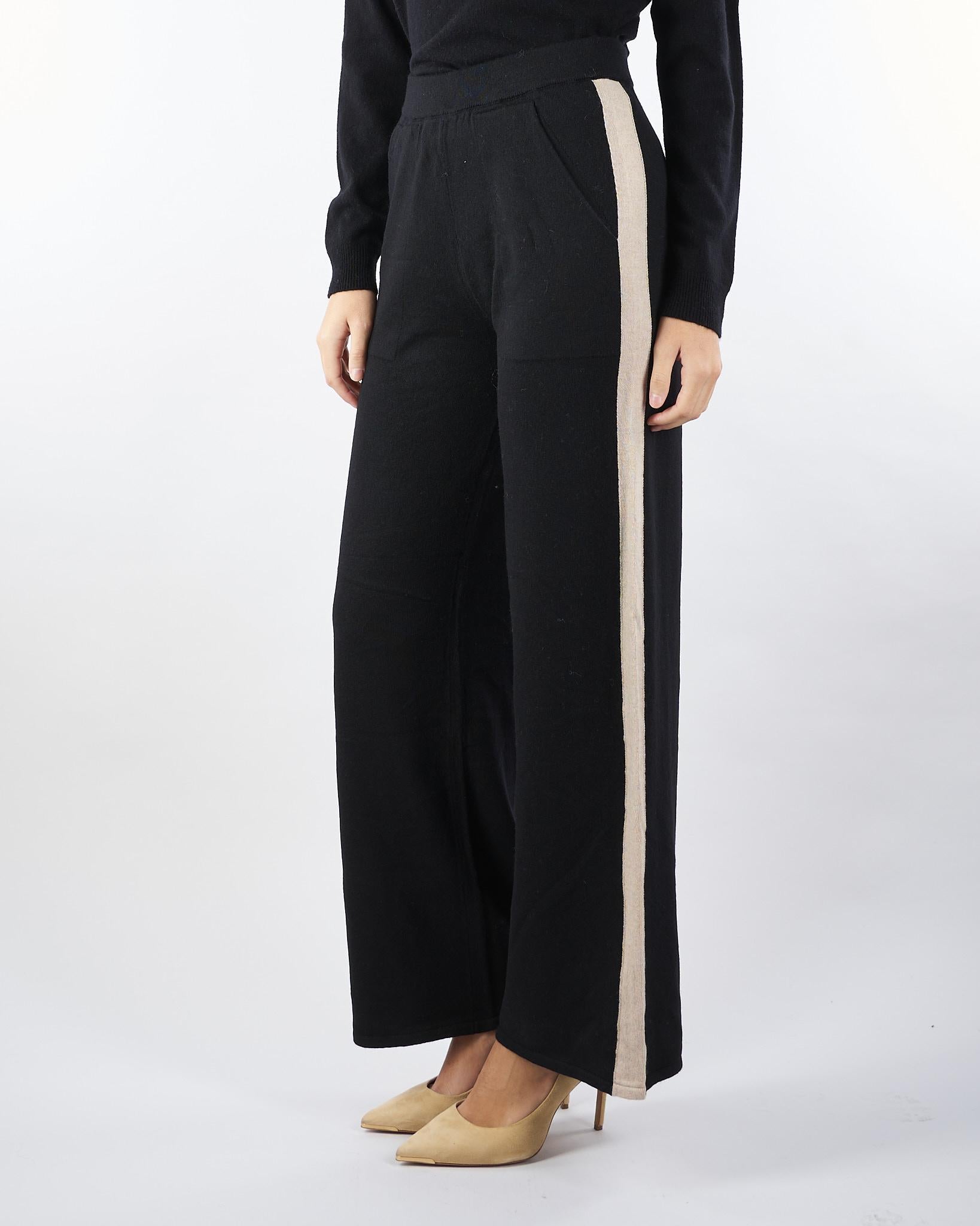 Pantalone Nero in maglia con banda laterale a contrasto RI5NT031 0001 ICONA 