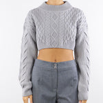 Maglione Grigio cropped con motivo intrecciato 2K0333K217 S733 PATRIZIA PEPE 