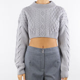 Maglione Grigio cropped con motivo intrecciato 2K0333K217 S733 PATRIZIA PEPE 
