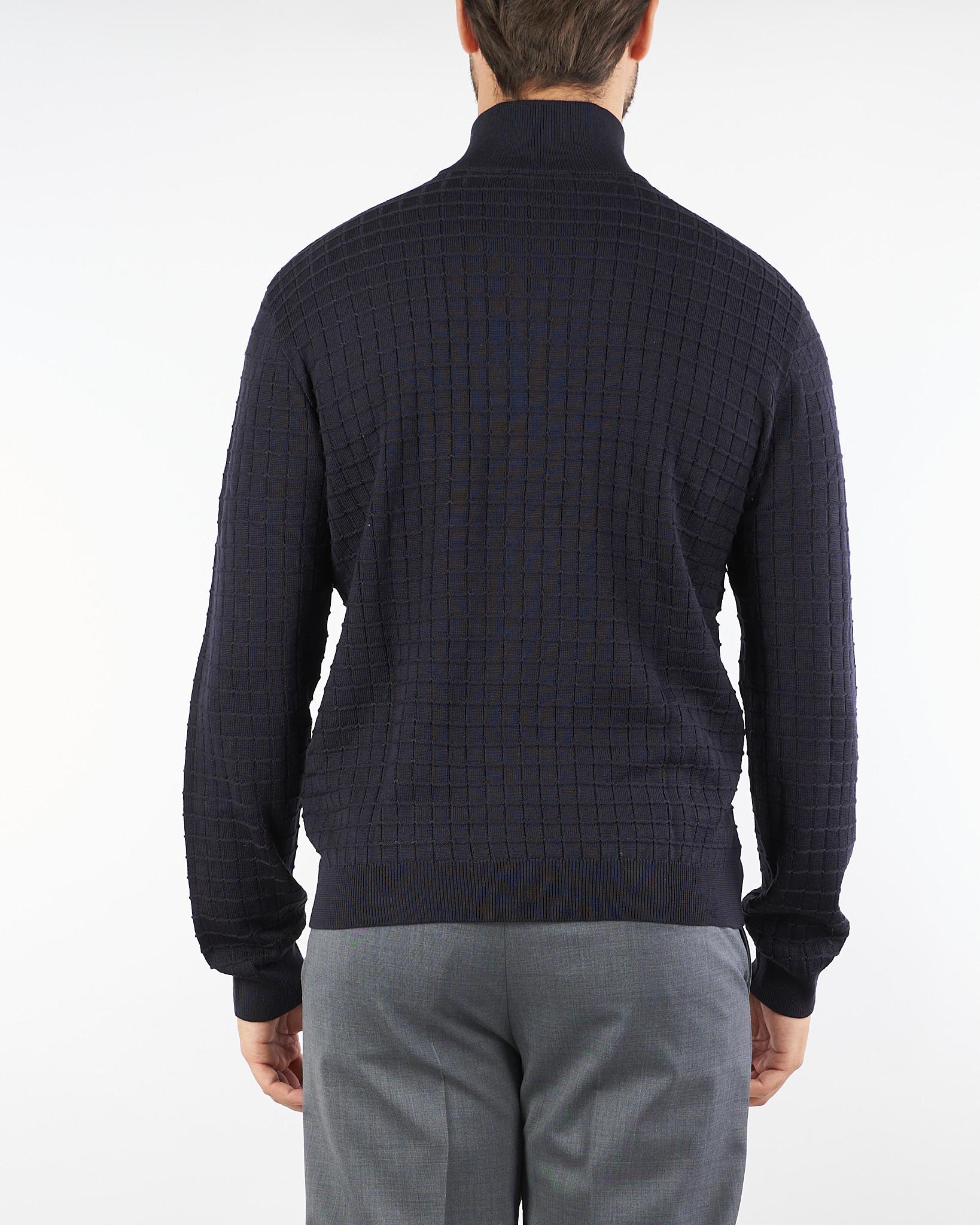 Cardigan Jacquard Blu con zip EM003503AF14113 UB109 EMPORIO ARMANI 