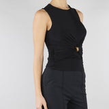 Top Nero in jersey con dettaglio gioiello TO03761E2 110 ELISABETTA FRANCHI 