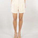 Shorts Crema in misto lino con ricami in pizzo RA6096T8823 P9545 BLUGIRL 