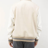 Bomber college in lana e maniche in ecopelle con logo I'm Brian