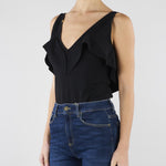 Body Nero in maglia punto stoffa con volant BK86B62E2 110 ELISABETTA FRANCHI 