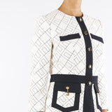 Giacca Milk-Nero bi-color in doppio crêpe GIS0156E2 EF1 ELISABETTA FRANCHI 