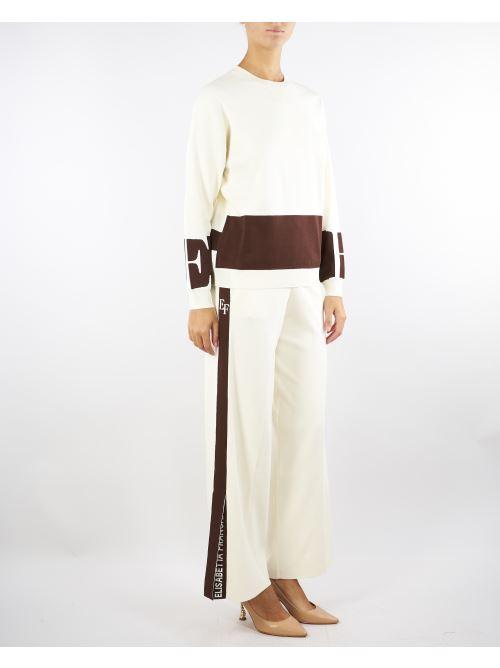 Maglia Milk-Coffee in viscosa con bande lucide<BR/> MK03S56E2 EG2 ELISABETTA FRANCHI 