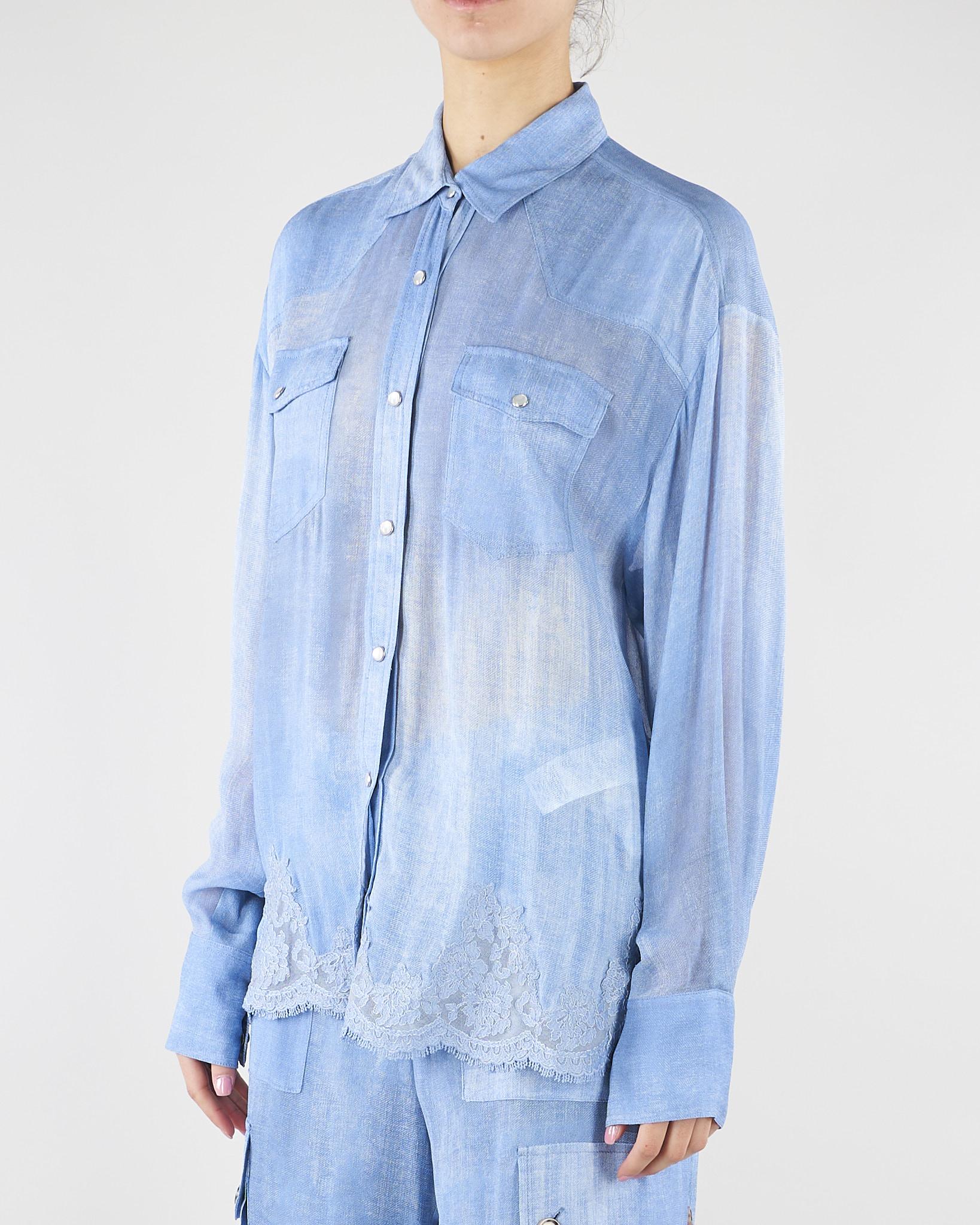 Camicia in georgette con stampa Denim e pizzo ricamato D48EK021EB5 MF156 ERMANNO BY ERMANNO SCERVINO 