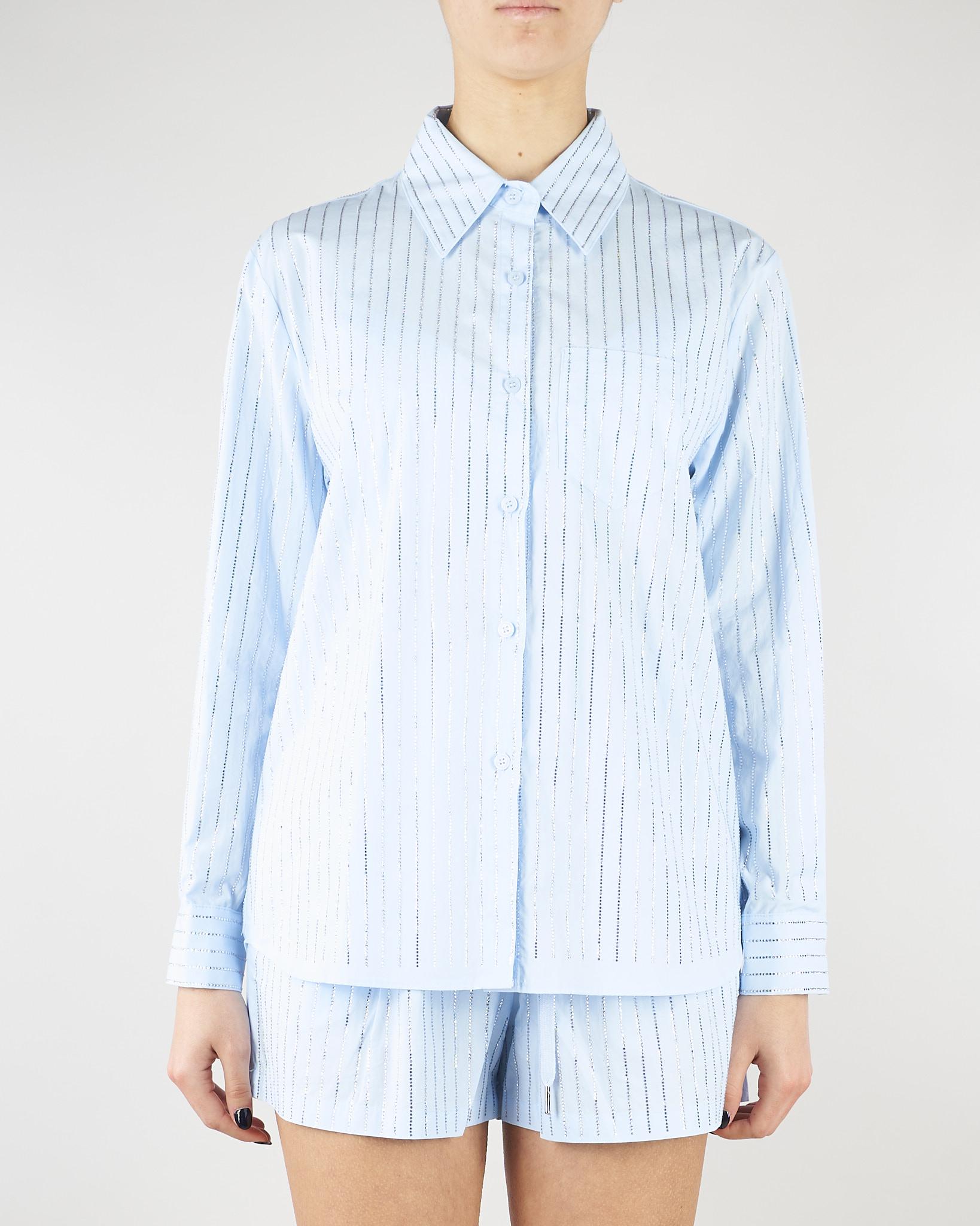 Camicia Celeste con strass all over NS227 40 NO SECRETS 