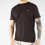 T-shirt Marrone in cotone Pima TH6709 3LA LACOSTE 