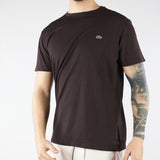 T-shirt Marrone in cotone Pima TH6709 3LA LACOSTE 