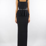 Abito Nero Red Carpet in maglia con baschina AM69S56E2 110 ELISABETTA FRANCHI 