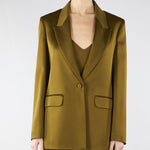 Blazer Verde Olio in envers satin MSEALBINO 56 MAX MARA STUDIO 