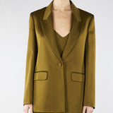 Blazer Verde Olio in envers satin MSEALBINO 56 MAX MARA STUDIO 