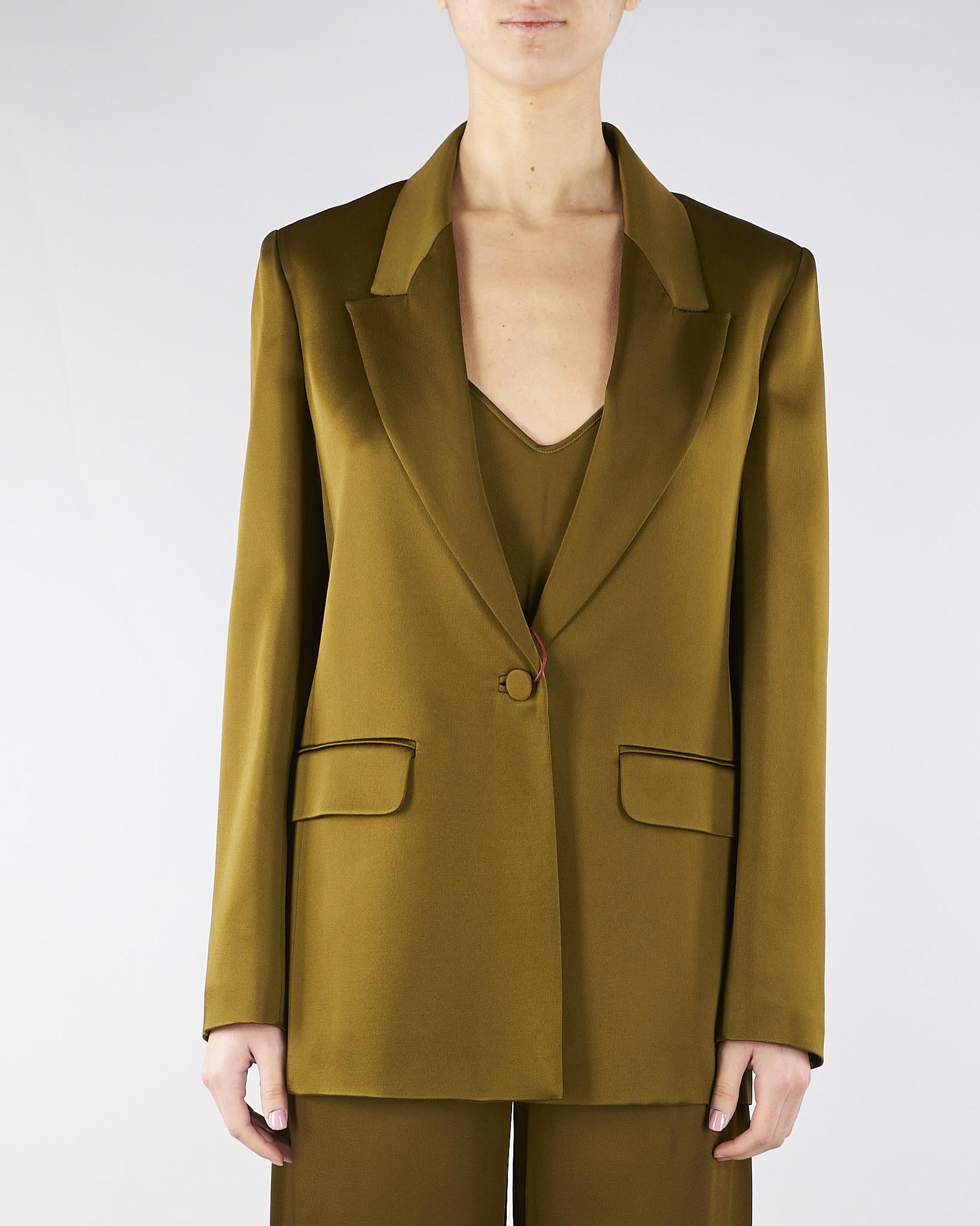Blazer Verde Olio in envers satin MSEALBINO 56 MAX MARA STUDIO 