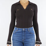 Maglia Polo Moro a costine con profili a contrasto TT3232 12996 TWIN SET 