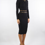 Cardigan Nero in maglia a rombi con dettaglio gioiello MK29B56E2 110 ELISABETTA FRANCHI 