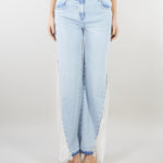 Jeans ampi in denim con pizzo RA6181D5009 77488 BLUGIRL 
