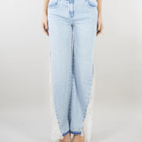 Jeans ampi in denim con pizzo RA6181D5009 77488 BLUGIRL 