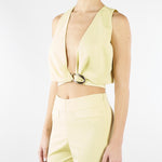 Top Lime cropped in tela fluida TO02101TTEL0015 V0774 SIMONA CORSELLINI 