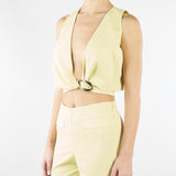 Top Lime cropped in tela fluida TO02101TTEL0015 V0774 SIMONA CORSELLINI 