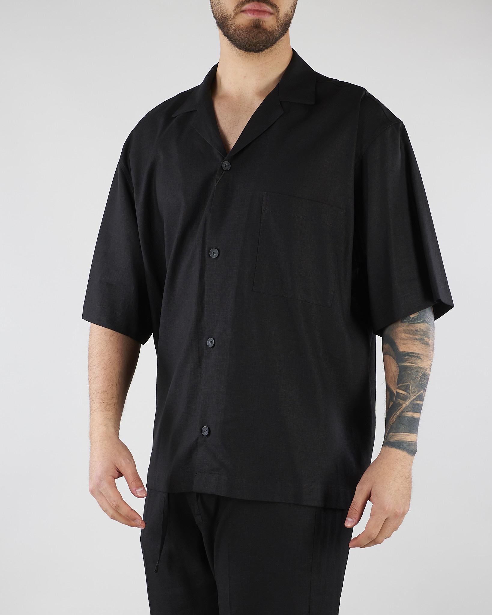 Camicia Nero in lino CA3637 9 I'M BRIAN 