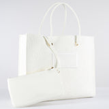 Tote grande Avorio in rafia jacquard