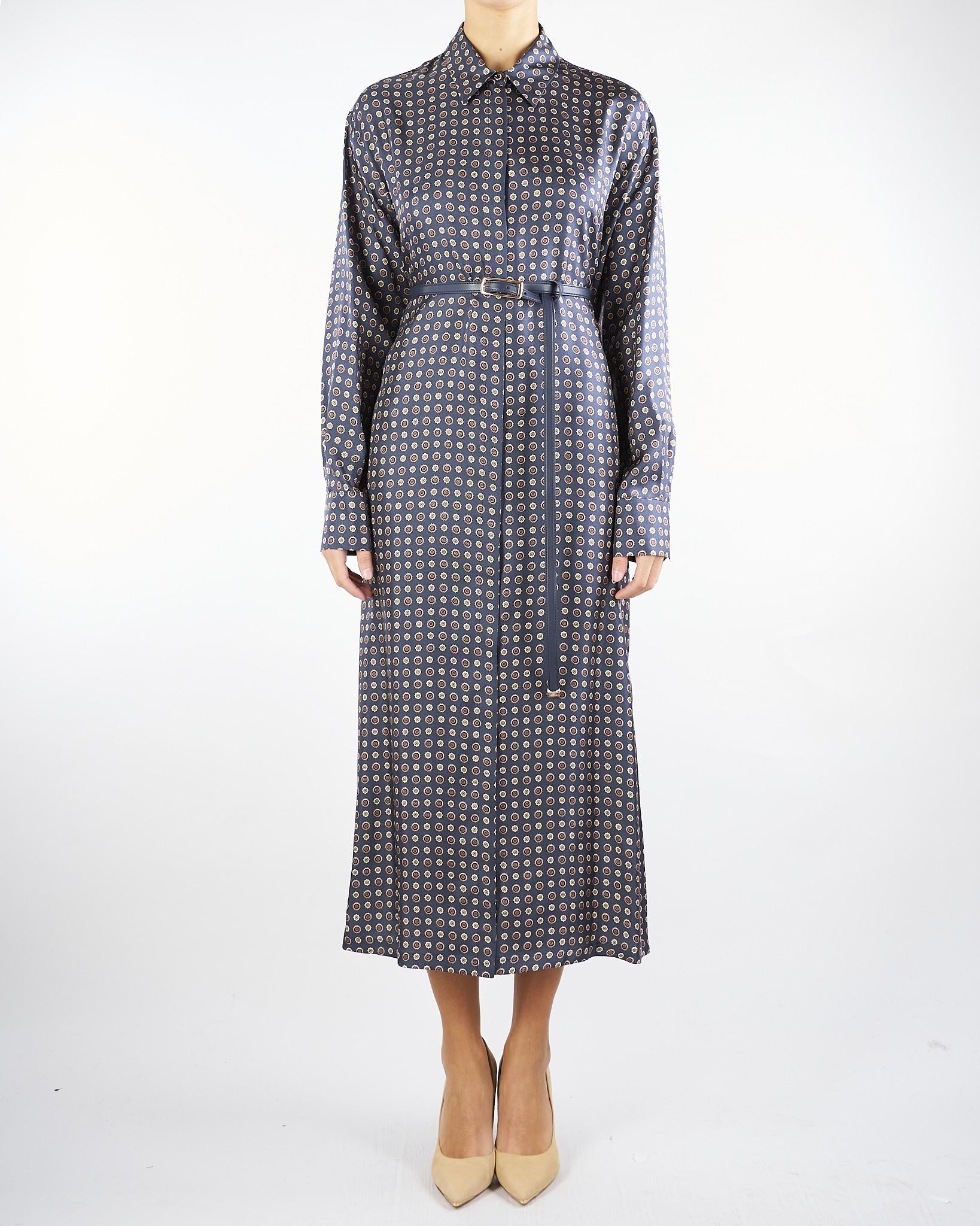 Abito Blu chemisier in seta stampata MISTER 1 MAX MARA STUDIO 