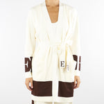 Cardigan Milk-Coffee in viscosa con bande lucide MK02S56E2 EG2 ELISABETTA FRANCHI 