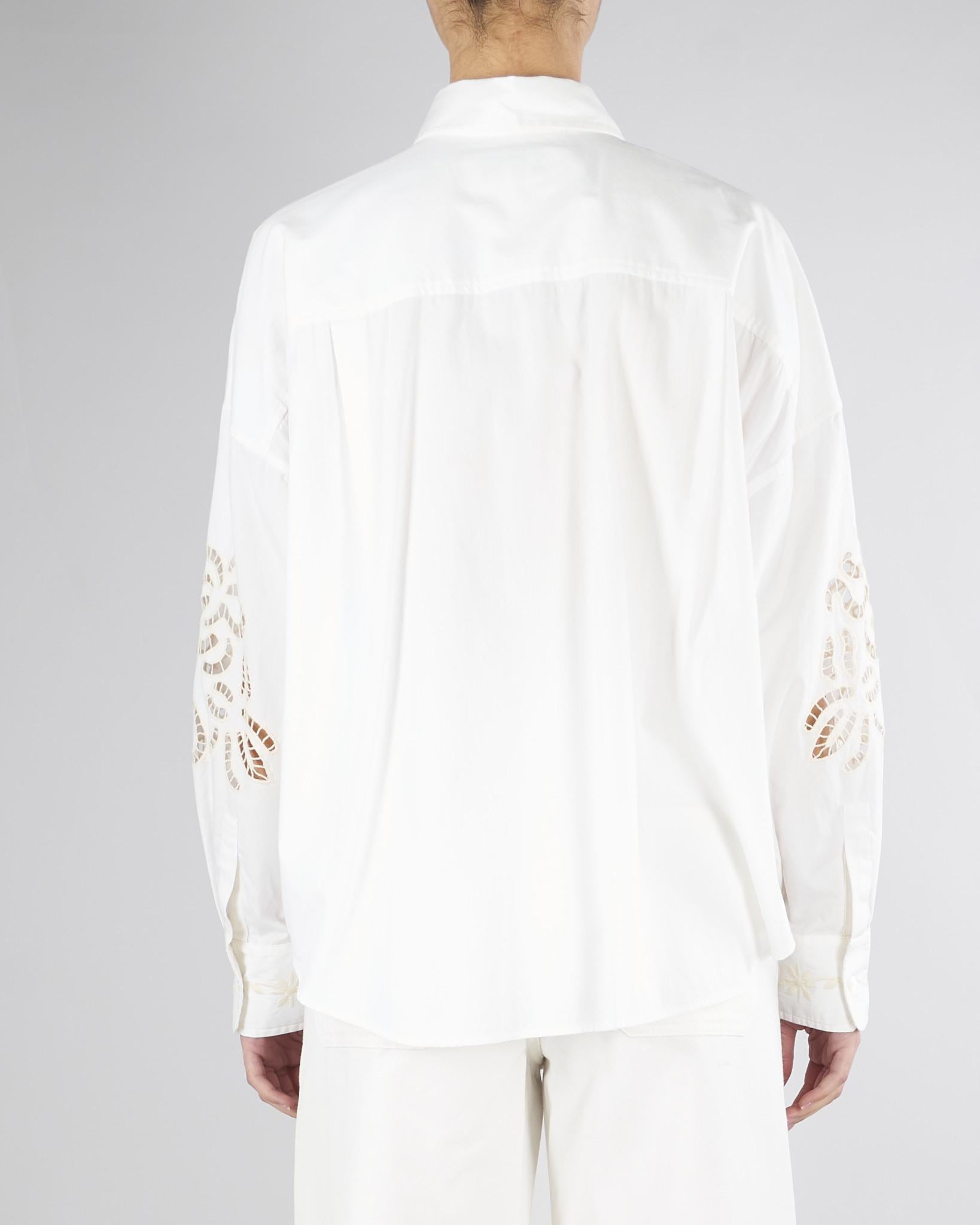 Camicia Bianco in cotone con pizzo e ricami WKDFONTE 1 MAX MARA WEEKEND 