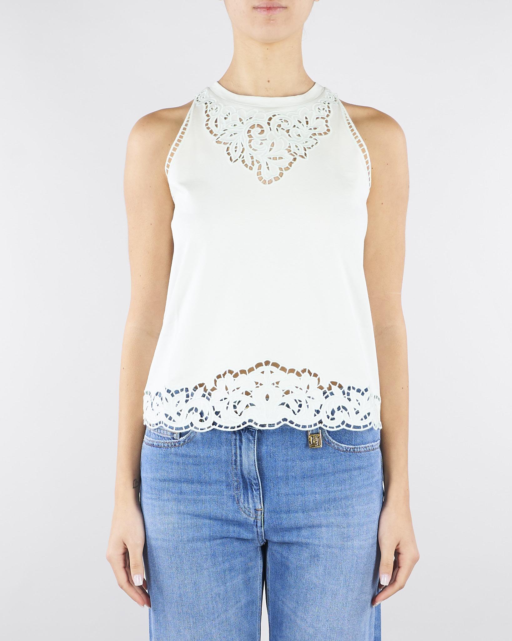 Top Verde Acqua con ricamo intarsiato TP2441 13162 TWIN SET 