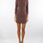 Abito Coffee in doppio crêpe con zip<BR/> AB82356E2 EA3 ELISABETTA FRANCHI 