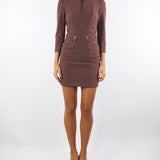 Abito Coffee in doppio crêpe con zip<BR/> AB82356E2 EA3 ELISABETTA FRANCHI 