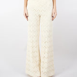 Pantaloni wide leg in pizzo macramè