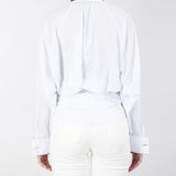 Camicia in popeline rigato con cravattino