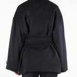 Giaccone Nero doppiopetto in drap di pura lana PAUSA 13 MAX MARA STUDIO 