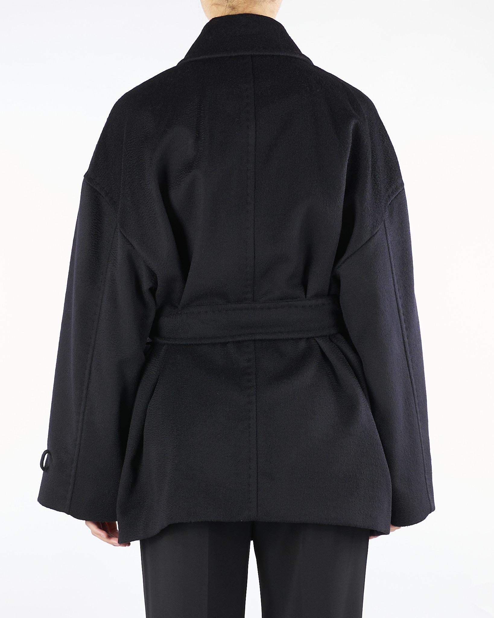 Giaccone Nero doppiopetto in drap di pura lana PAUSA 13 MAX MARA STUDIO 