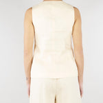 Gilet Ecru in lino con ricami in paillettes SP5NT054 1004 ICONA 
