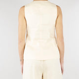 Gilet Ecru in lino con ricami in paillettes SP5NT054 1004 ICONA 
