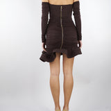 Mini abito Dark Chocolate in jersey crêpe con balza AB88062E2 EV9 ELISABETTA FRANCHI 