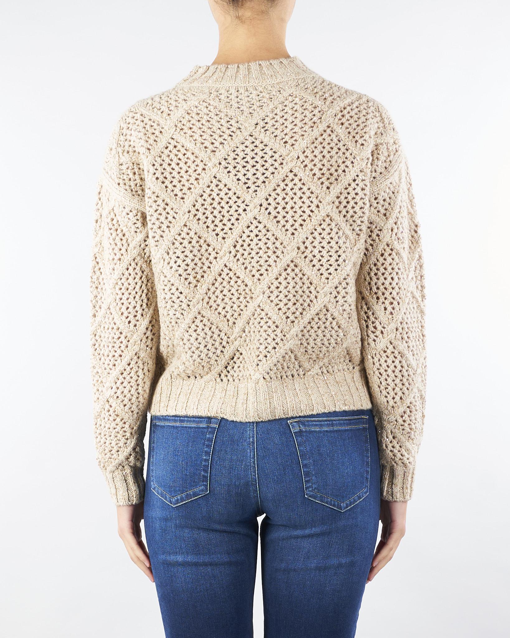 Maglia boxy Beige in lana e cachemire con paillette ELLADE 1 MAX MARA STUDIO 