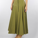 Gonna Verde a ruota in cotone